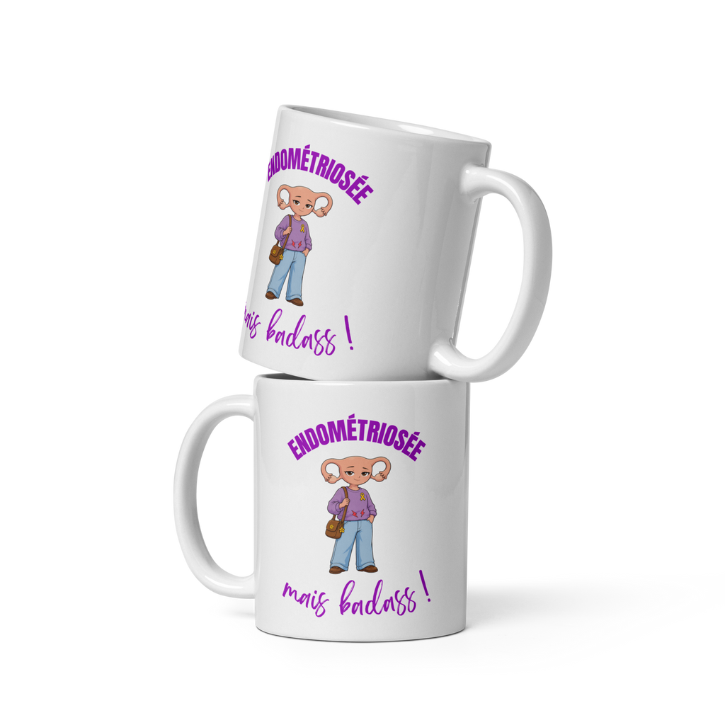 Mug Blanc « Endométriosée, mais badass ! » | Les Frondeuses