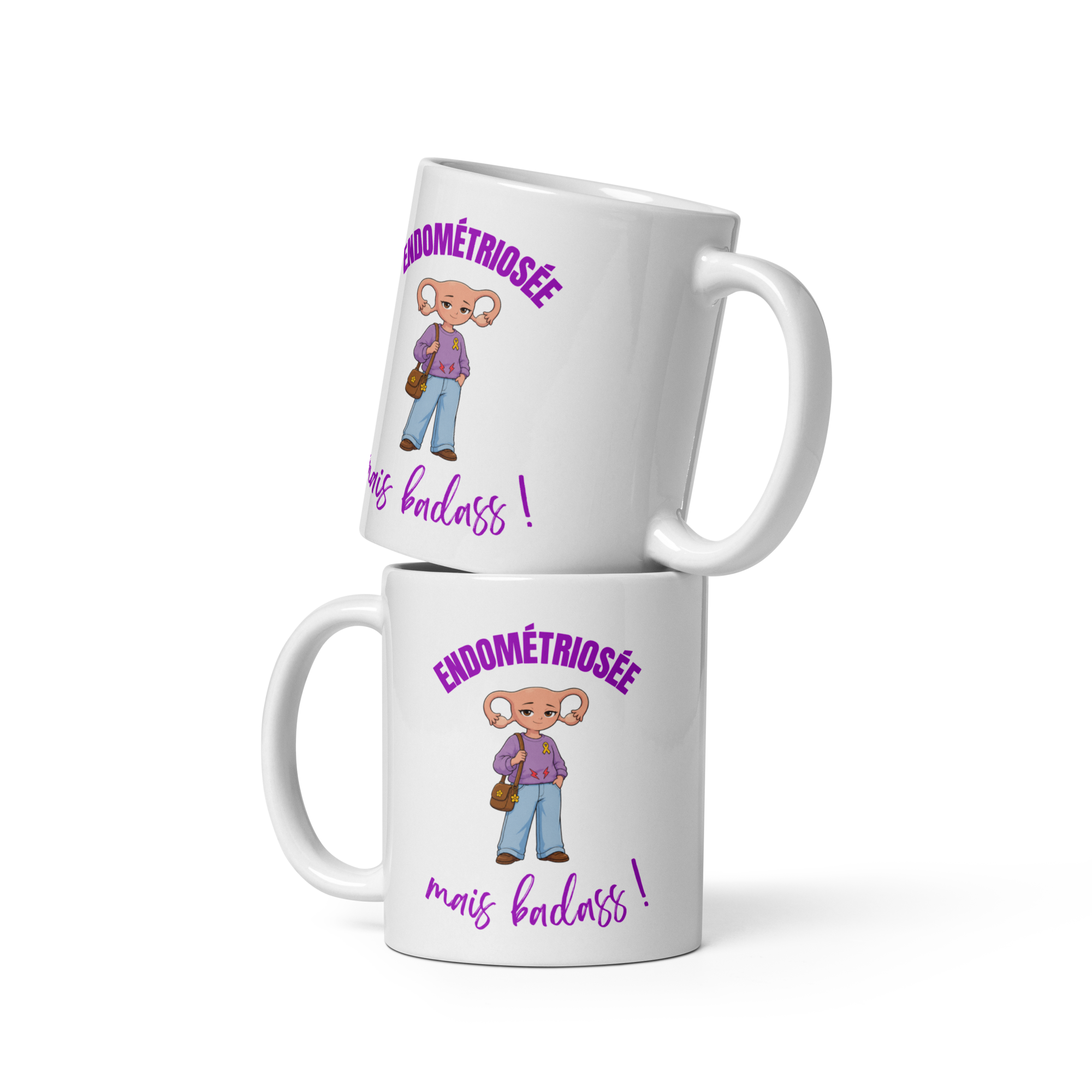 Mug Blanc « Endométriosée, mais badass ! » | Les Frondeuses