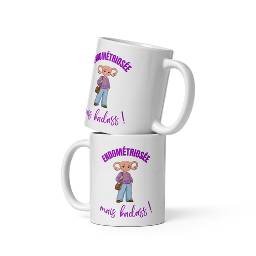 Mug Blanc « Endométriosée, mais badass ! » | Les Frondeuses